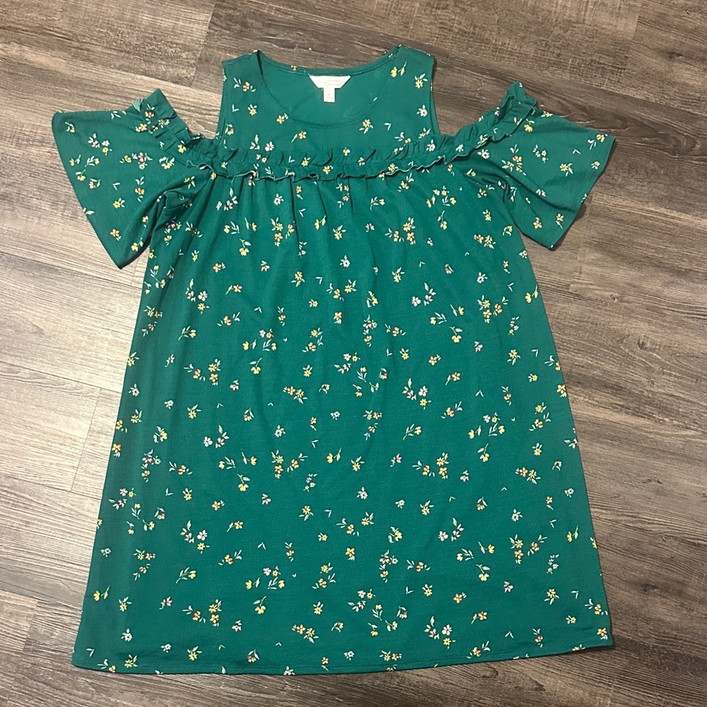 LC Lauren Conrad Green Floral Dress